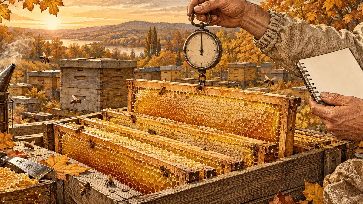 Кормовые рамки с запечатанным мёдом для оценки осеннего запаса